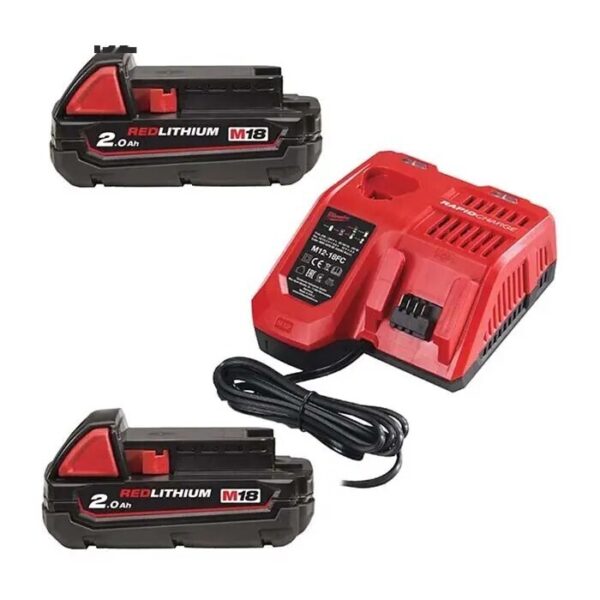 کیت باتری و شارژر 18 ولت 2 آمپر میلواکی مدل M18NRG-202